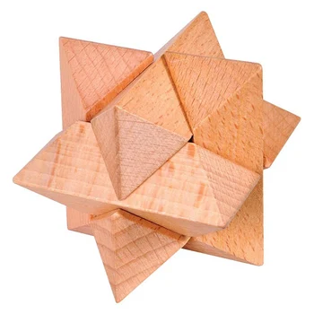 

ABWE Best Sale Wooden Primary Color Octagon Lock Logic Puzzle Burr Puzzles Brain Teaser Intellectual Assembly Toy