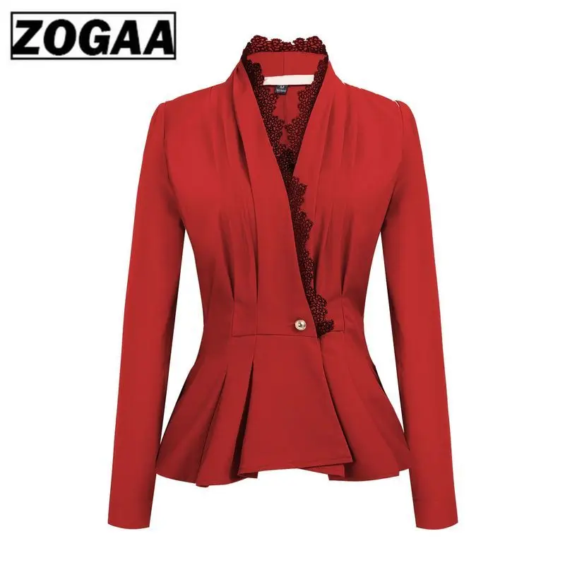 2019 autumn women's coat lace V collar waist casual suit