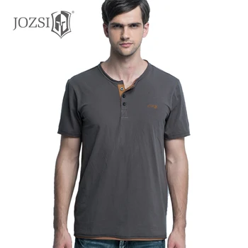 

Spring summer men v-neck short-sleeved T-shirt men's Euramerican v-collar half-sleeved body cotton solid color large size tops