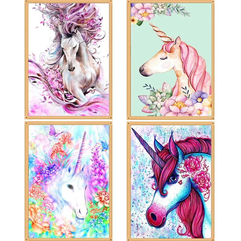 

5D Full Diamond Cross Stitch Set Animal Unicorn DIY Diamond Embroidered Pattern Diamond Mosaic Picture Rhinestone Sticker