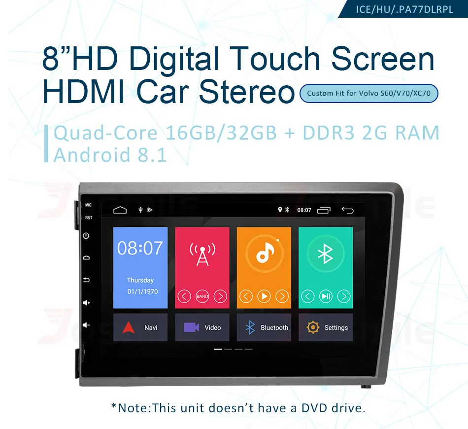 Excellent Quad Core Android 8.1 Car Radio Audio video GPS Navi Player For Volvo VOLVO S60 V70 XC70 Multimedia Head Unit DVD IPS Wifi OBD 0