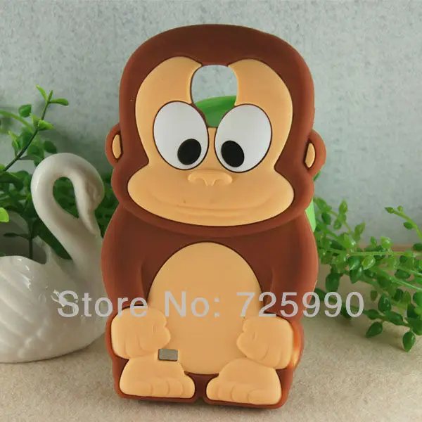 3D Monkey Cartoon Silicone Soft Cover Phone Case Skin Protective For Samsung I9500 Galaxy S IV S4 Free Shipping |