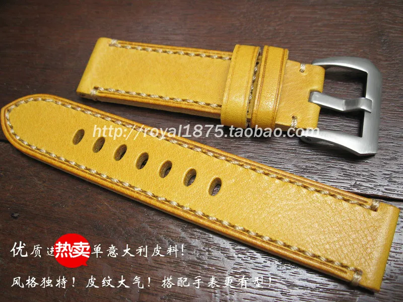 

2020 new design yellow high quality Genuine Leather Watch band Wristband for Omega Seiko Sport Band with 20mm 22mm Width Strap