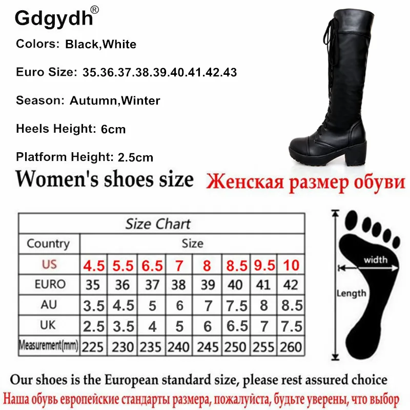 Gdgydh/большой размер 43; сапоги до колена на шнуровке; Женская Осенняя обувь из мягкой кожи; Модная белая женская обувь на квадратном каблуке; зимняя обувь; Лидер продаж