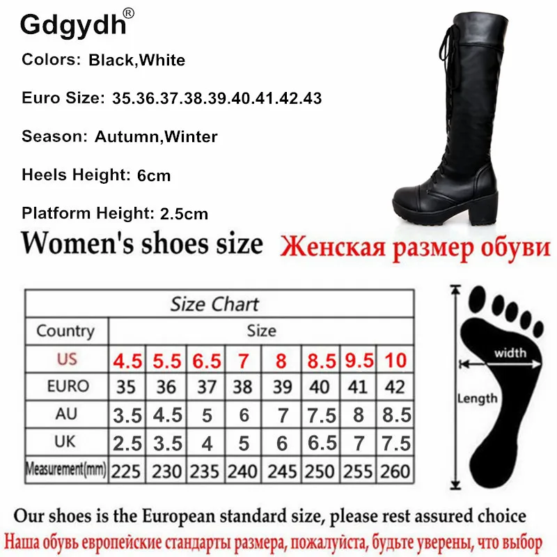 Женские сапоги на шнуровке Gdgydh белые до колена из мягкой кожи квадратном каблуке