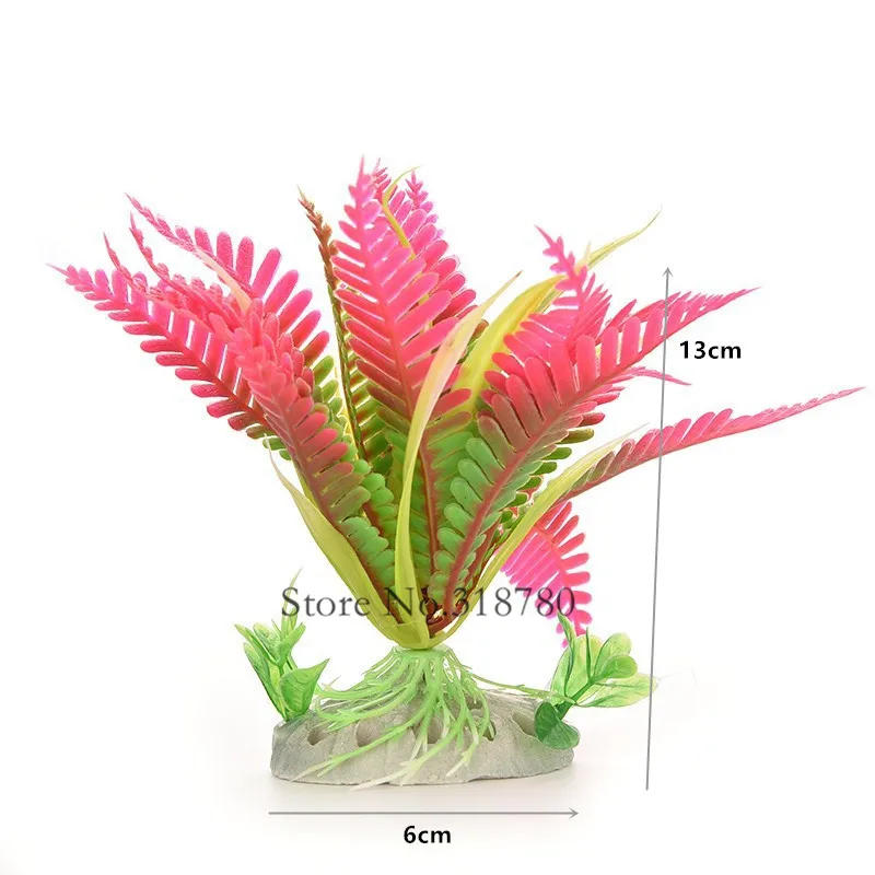 1 шт. украшение для аквариума пластиковые искусственные растения Трава Аквариум искусственные растения Цветочный декор 13-28 см высота - Цвет: l-red