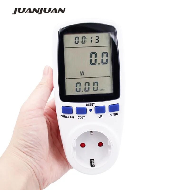 EU Power Plug LCD Display 230V 50Hz 16A Voltage Volt Wattmeter Europe