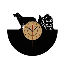 2018 Hot Vinyl Record Wall Clock Dog Design Wall Clocks Quartz Mechanism Black Vinyl Record Reloj