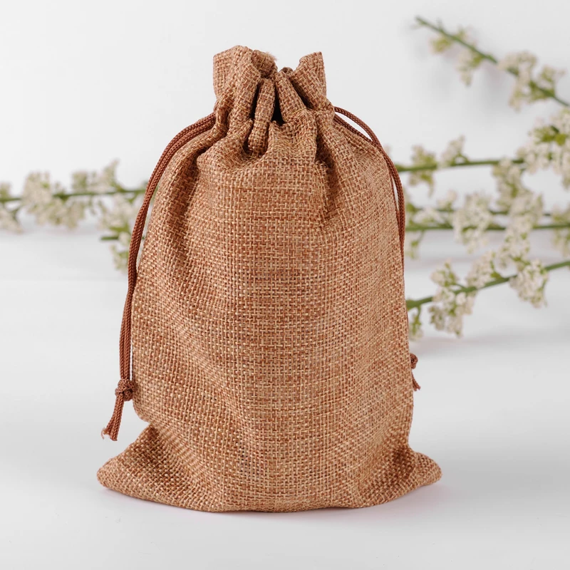 Burlap Jute Bags 50pcs 15x20cm Drawstring Bag Storage Bag Wedding Favor
