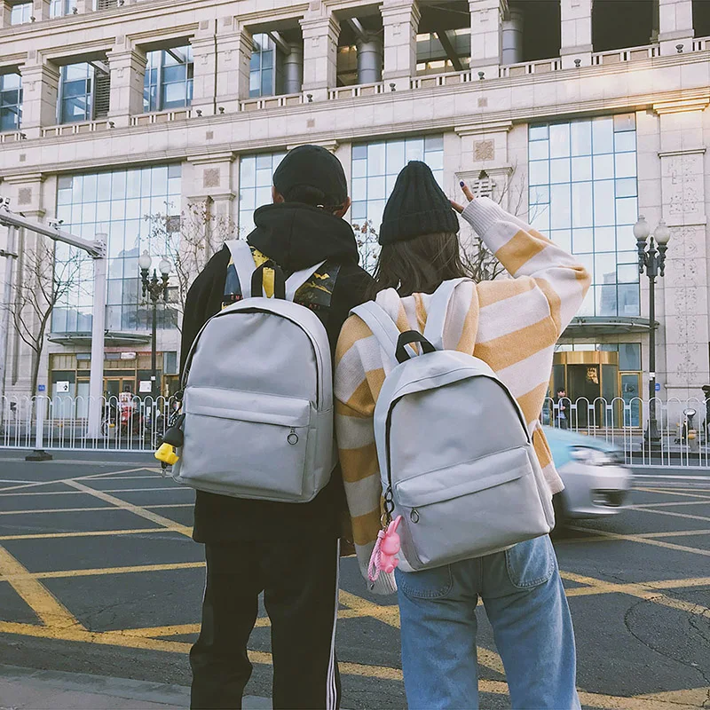 Menghuo Brand Canvas Men Women Backpack Rabbit Pendant College High Middle School Bags for Teenager Boy Girls Backpacks Mochila (17)