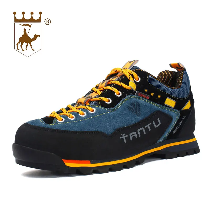 

BACKCAMEL 2018 New Outdoor Men's Shoes Low Leather Walking Shoes Wear-resistant Non-slip Footwear Yellow Red Shoes Size39-46