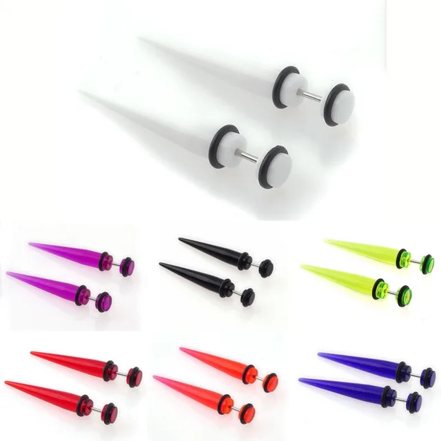 16 Color 2pcs Fashion Body Jewelry Ear Taper And Plug Stretching 16 Color 2pcs Fashion Body Jewelry Ear Taper And Plug Stretching Kits Flesh Tunnel Gauges