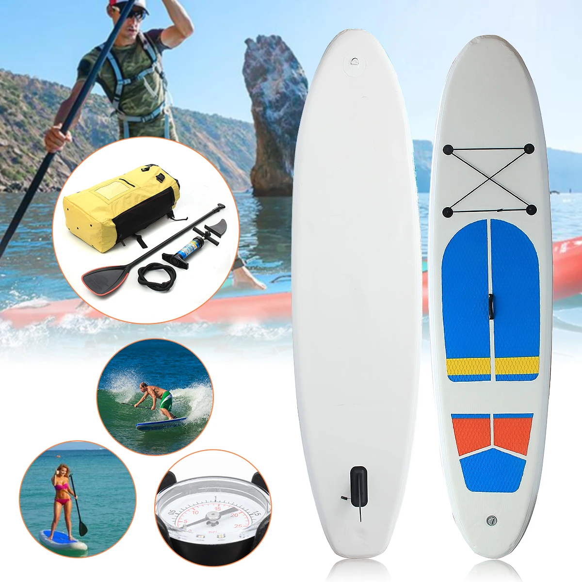 Gofun 330 * 81 * 10cm Stand Up Paddle Surfboard Inflatable Board SUP Set W ave Rider + Pump inflatable surf board paddle boat