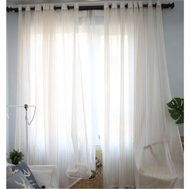 Two Tone Gold Stripe Curtain Panel Shimmer Sheer Voile Grommet Two Tone Gold Stripe Curtain Panel Shimmer Sheer Voile Grommet Window For Living Room