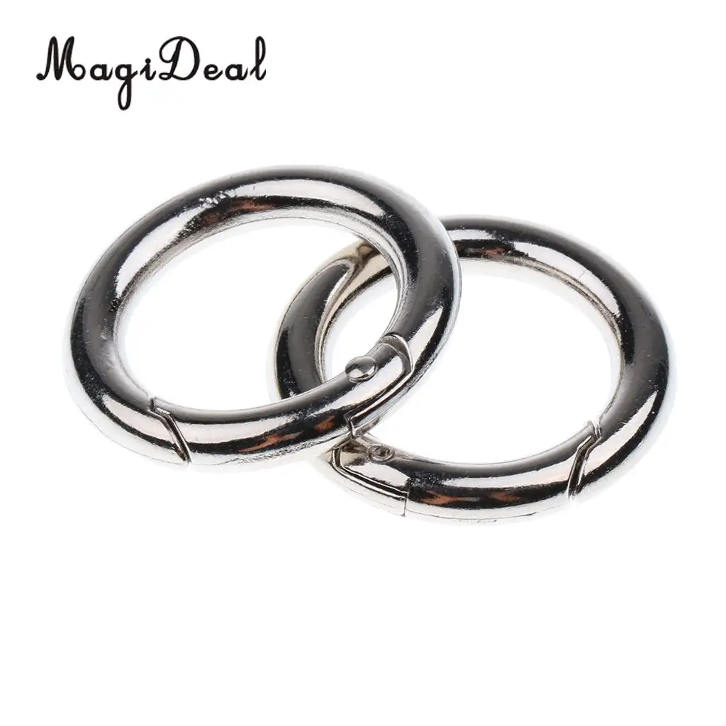 MagiDeal 10 Pieces Round Push Gate Snap Open Hook Spring Ring Key Chain Carabiner