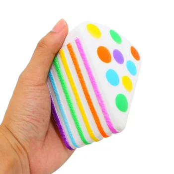 

10CM Kids Multilayer Cake Bread Squishy Toy Colorful Gag Joke Toys Slow Rising Squeeze Anti-stress Phone Straps