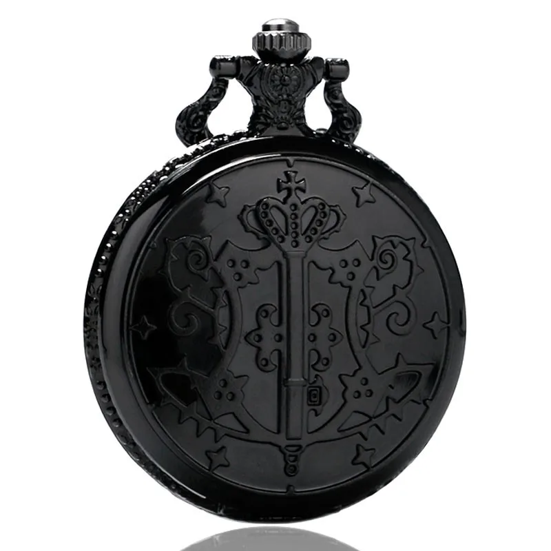 2018 Новое поступление милый черный корона карманные часы Для женщин подарок кулон часы для девочек часы подарок брелок часы P426