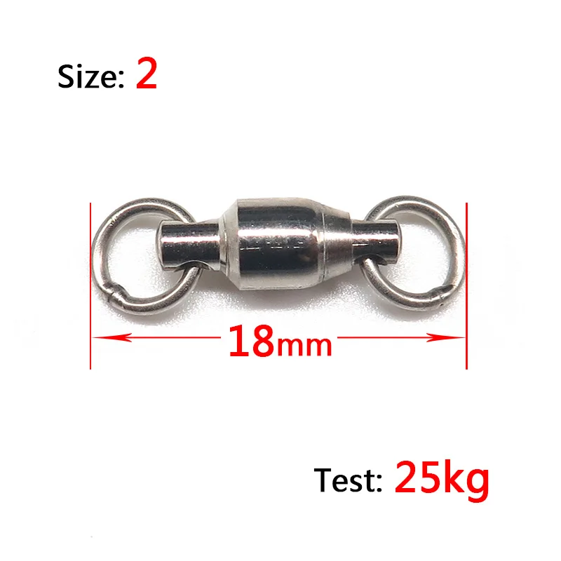 Minfishing 25 шт. из нержавеющей стали поворотный шариковый подшипник с двойными кольцами Разъемный соединитель для рыбалки аксессуары - Цвет: Size 2