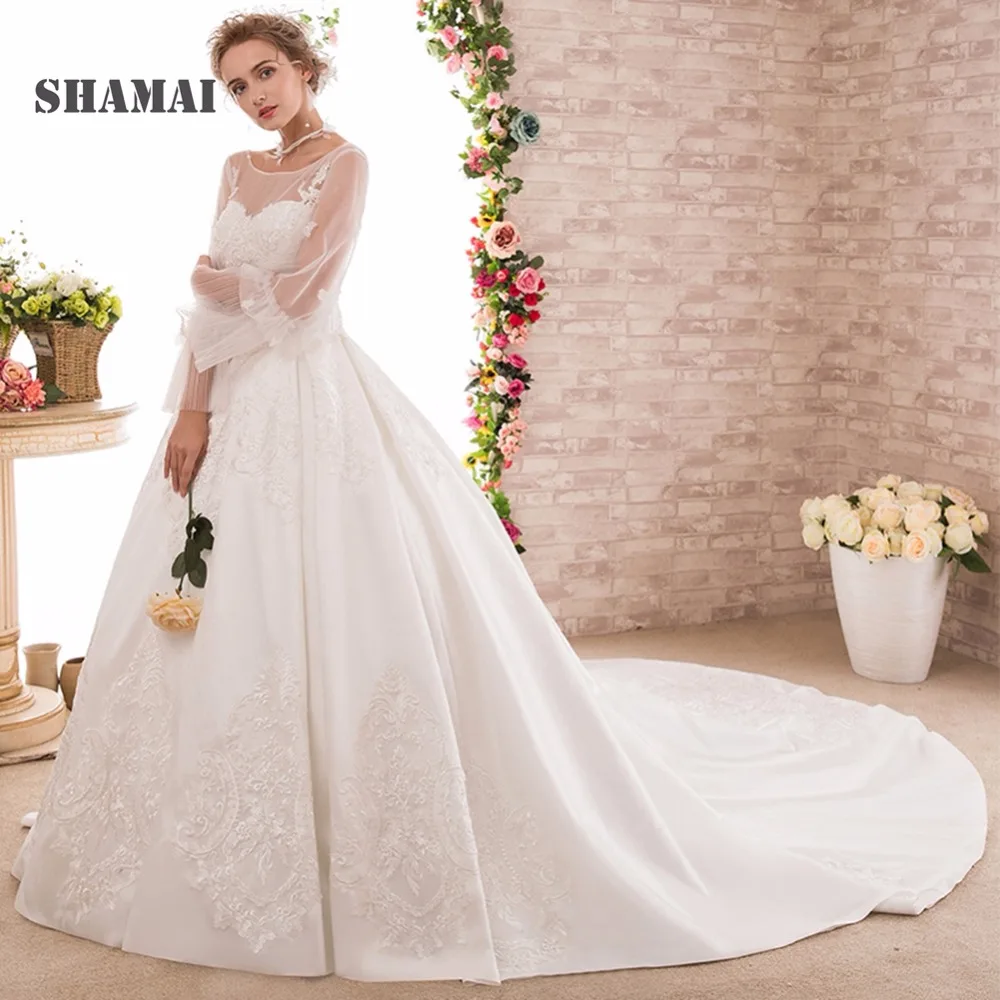 Buy SHAMAI Elegant Wedding Dresses 2018 Long Sleeves