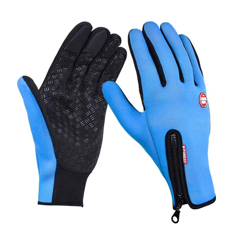 Guantes Deportivos, Зимние перчатки для бега, женские, мужские, для улицы, спортивные перчатки, полный палец, Ciclismo, для улицы, перчатки, дышащие, ручная работа - Цвет: Синий