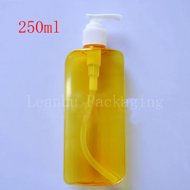 high quality 250ml X 24 Empty yellow Pump Lotion Bottle With white cap