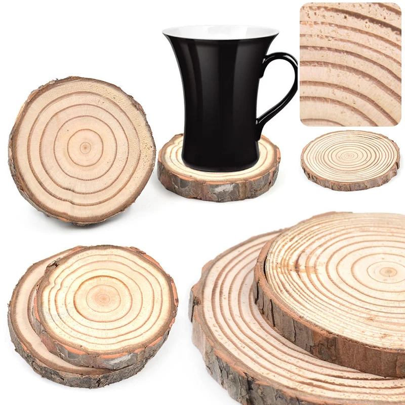 Natural Wooden Slice Cup Mat Coaster Tea Coffee Mug Drinks Round Holder Random