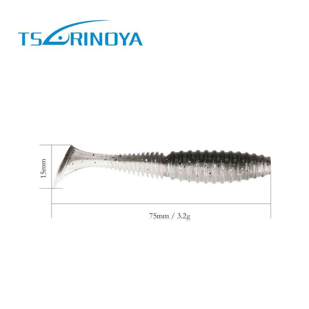 Tsurinoya новые силиконовые приманки 6 шт. 75 мм 3,2 г рыболовные приманки t-хвост искусственная Мягкая приманка 4 цвета кормовая приманка искусственные рыболовные приманки