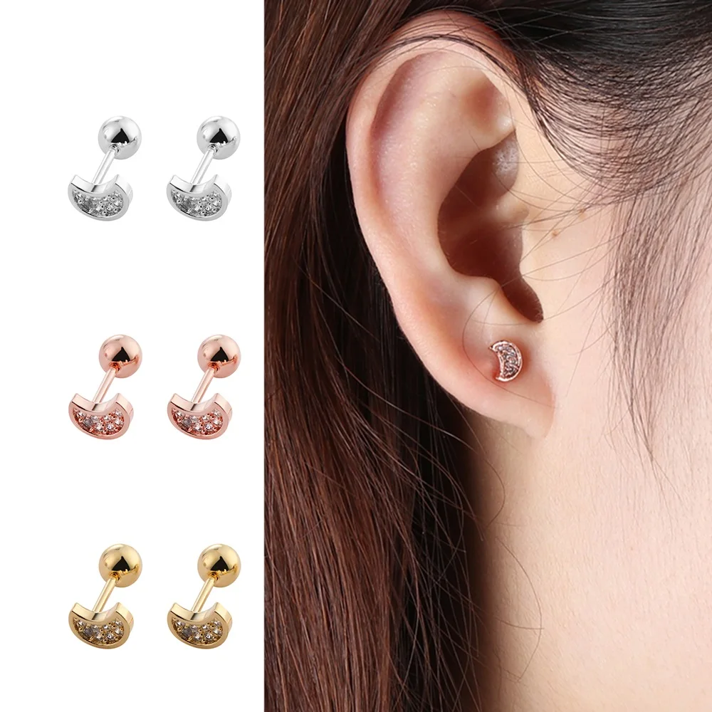 

Unisex Ear Piercing Lip Body Cartilage Helix Crystal Star Moon Barbell Bar Earrings Surgical Steel Ear Studs Piercing Jewelry
