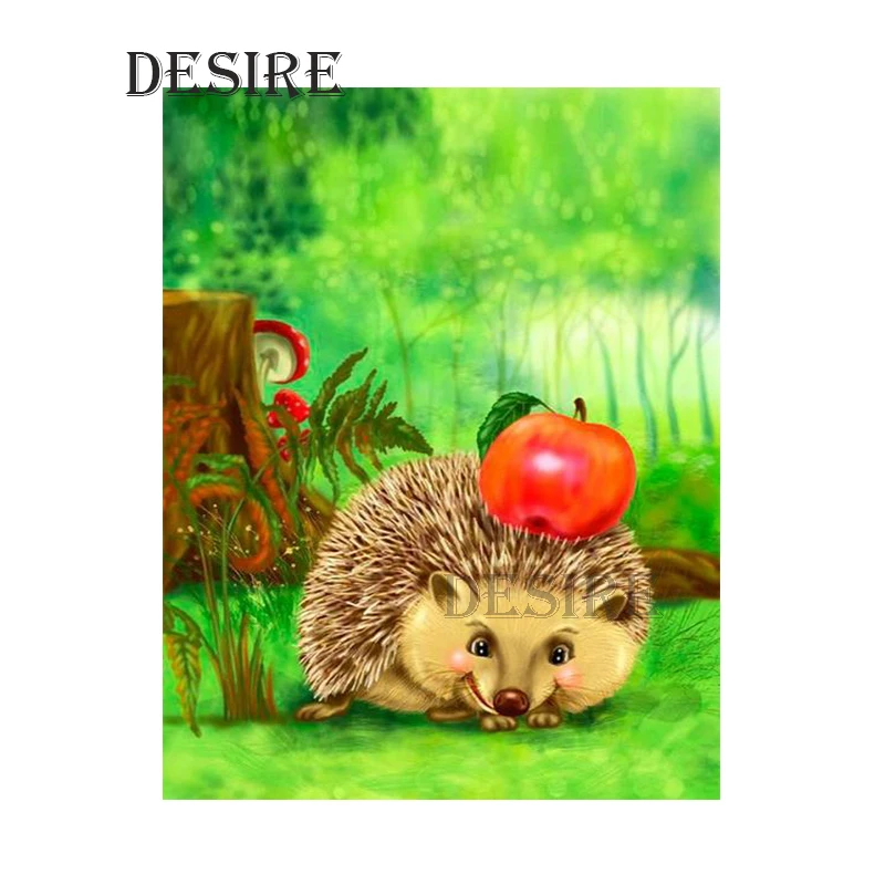 

Desire Diamond Painting Cross Stitch Hedgehog Apple 5D DIY Diamond Embroidery Needlework Full Square Mosaic Home Decor PT2662