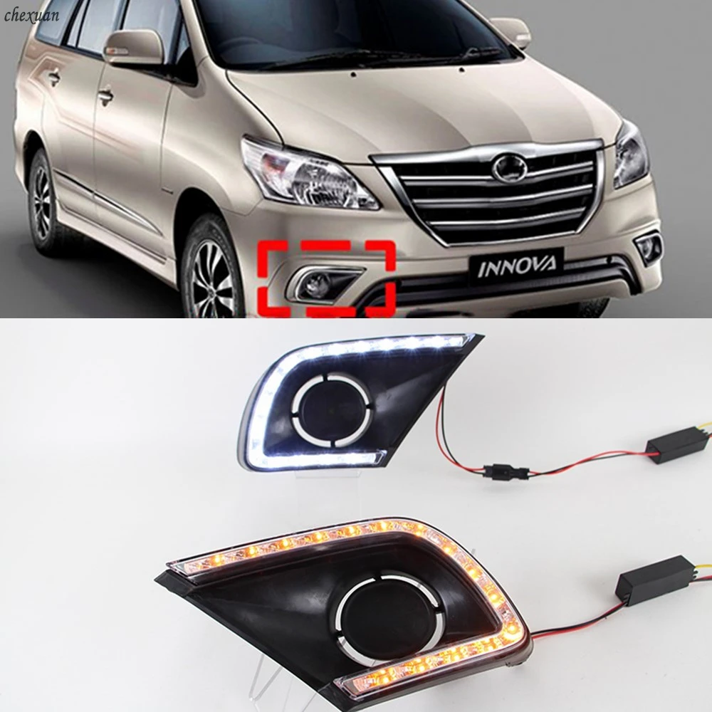 CSCSNL 1 комплект для Toyota Innova 2013 с т бегущим желтым сигналом DRL Светодиодный дневной ходовой фонарь светодиодный противотуманный фонарь