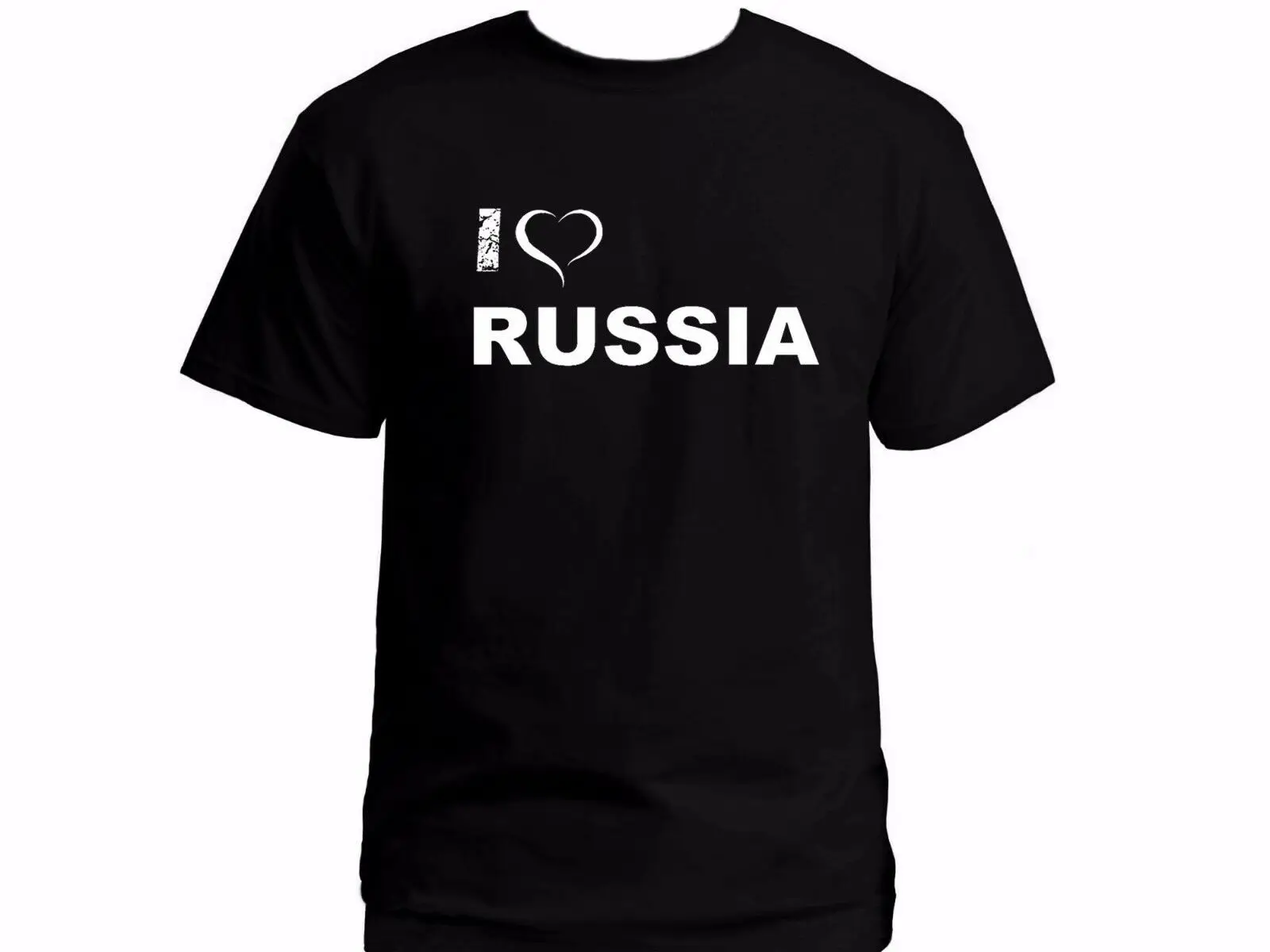 Мужская черная футболка из 100% хлопка с надписью I Love Heart России | одежда