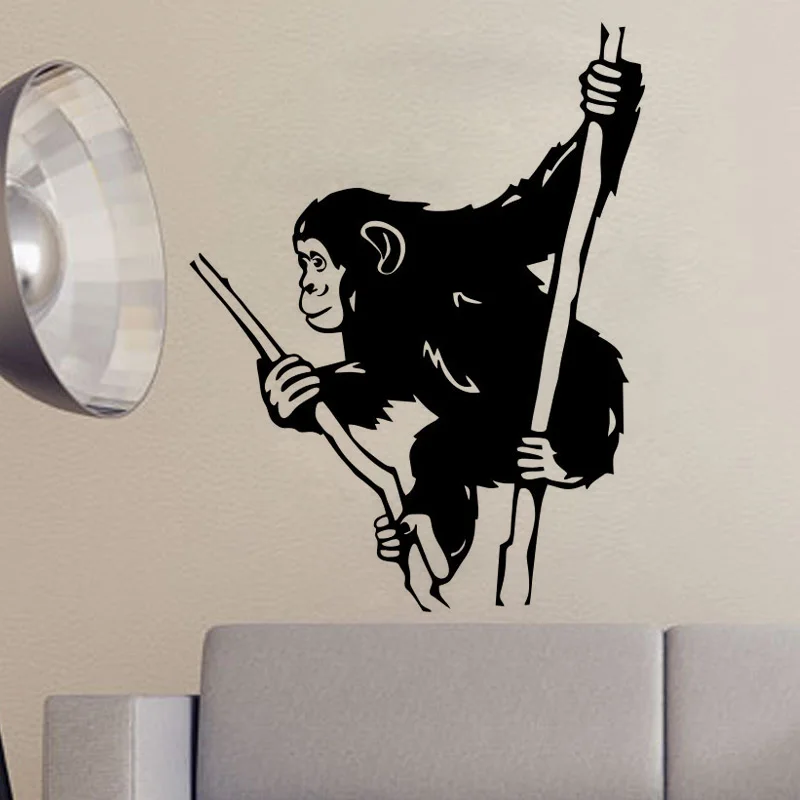 Monkey on branch Vinyl Wall Decal Animals Home Decor Living room