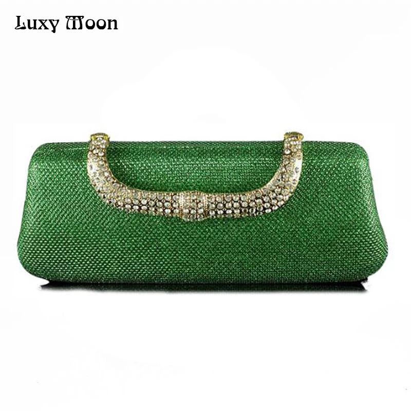 

Unique Green Clutch Luxury Diamond Evening Bag With Crystals Clasp Purse Dumpling ShapeClutches Elegant Bridesmaid Handbag ZD271