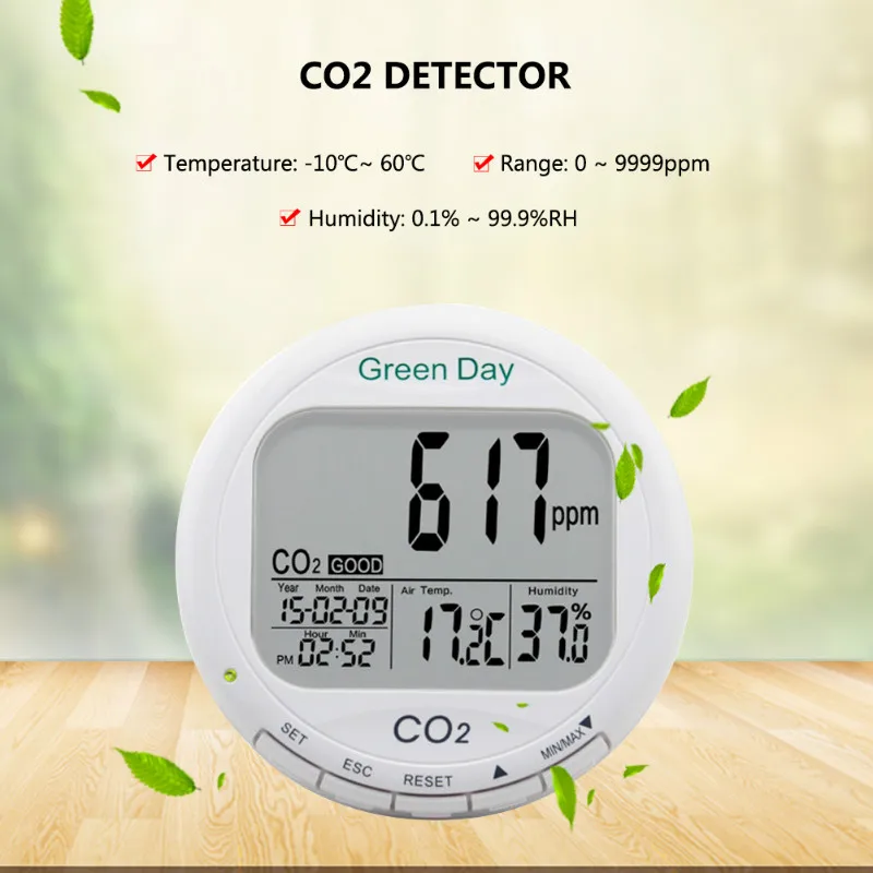 Детектор CO2 Yieryi AZ7788 с сигнализацией Измерительный диапазон 0 ~ 9999ppmCO2 измеритель