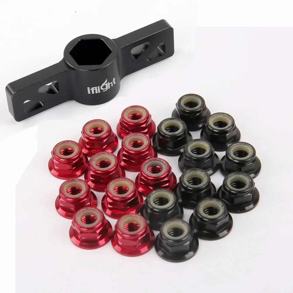 

20pcs M5 Nylon Insert Hex Lock Nut (Alum) Self Locking Nut with Quick Release Driver(M8&M10) For FPV Racing Quadcopter