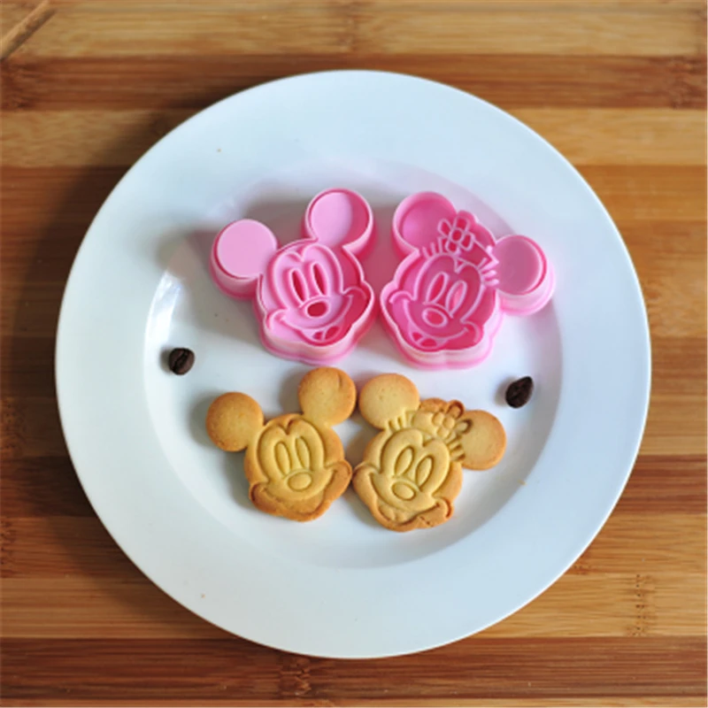 3D Biscuit Printing Cartoon Mouse Minnie Shape 2PCS/Set DIY Cake Decoration Rice ball Mold Baking Biscuit Cutting Mold