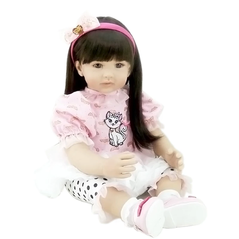 

55cm/22" Lifelike Reborn Kitty Dress Girl Dolls Silicone Vinyl Handmade Headband Baby Toy Collection
