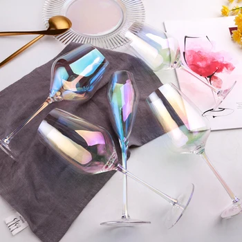 

2Pcs/set High quality Lead-free crystal Wine Glass High Champagne cup rainbow cup Ion-plated Colorful wine glasse Drinkware