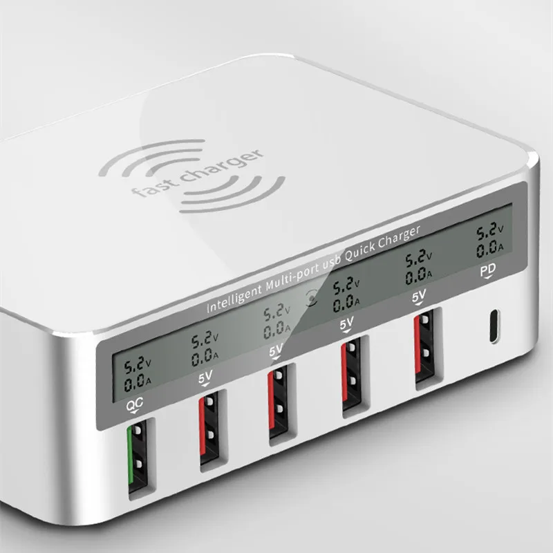 Asunflower 5 портов USB QC 3 0 быстрая Беспроводная зарядная станция настенный для Iphone Ipad