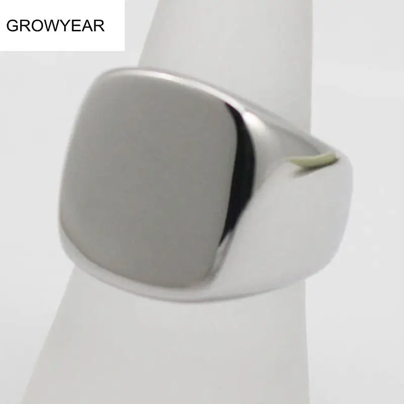 

Personalized Logo Available US Size 6 7 8 9 10 11 Square Blank Stainless Steel Finger Ring Women Men Jewelry Engagement Rings