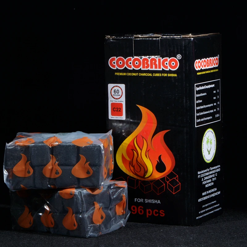 

96 pcs/pack Arabic Hookah Bamboo Cube Carbon Coconut Shell charcoal Hookah Shisha Sheesha Water Pipe Accessories