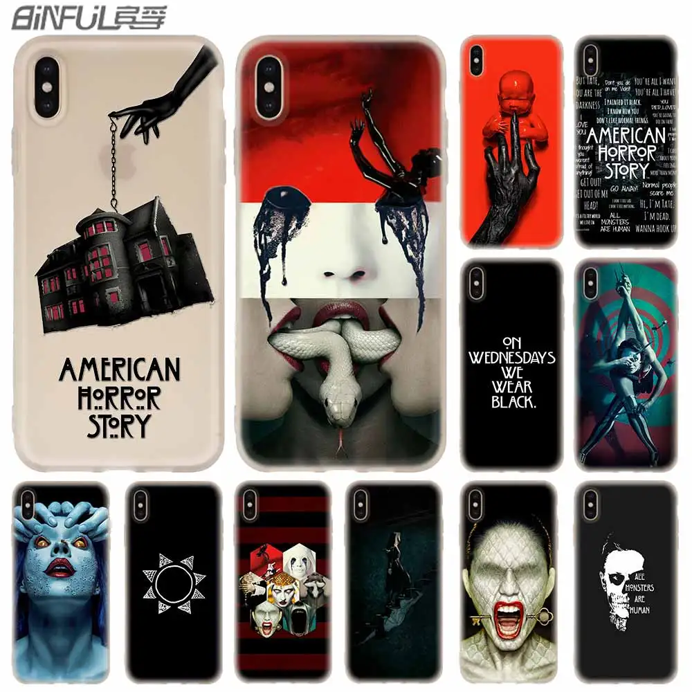 

Cases Silicone soft Cover for iPhone 11 Pro X XS Max XR 6 6S 7 8 Plus 5 4S SE TV American Horror Story
