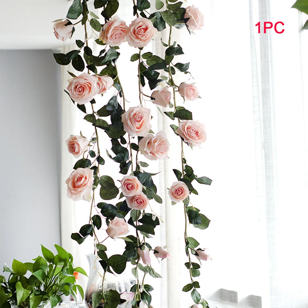 

180 Cm Wedding Plant Artificial Flower Leaves Silk Vine Decorative Rose Hanging Garland Real