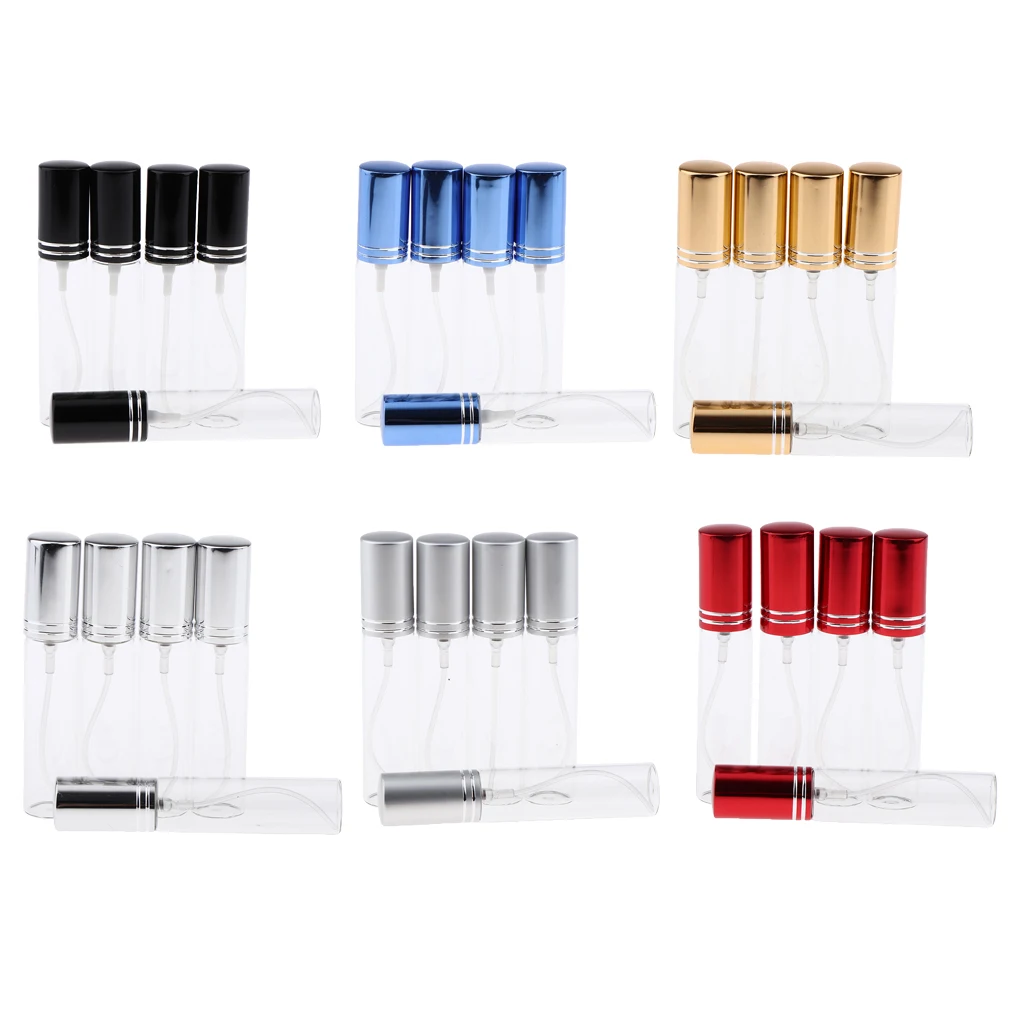 

5 Pieces Clear Colored Glass Perfume Mists Refillable Perfume Empty Bottles Refillable Containers Sprayer Applicator