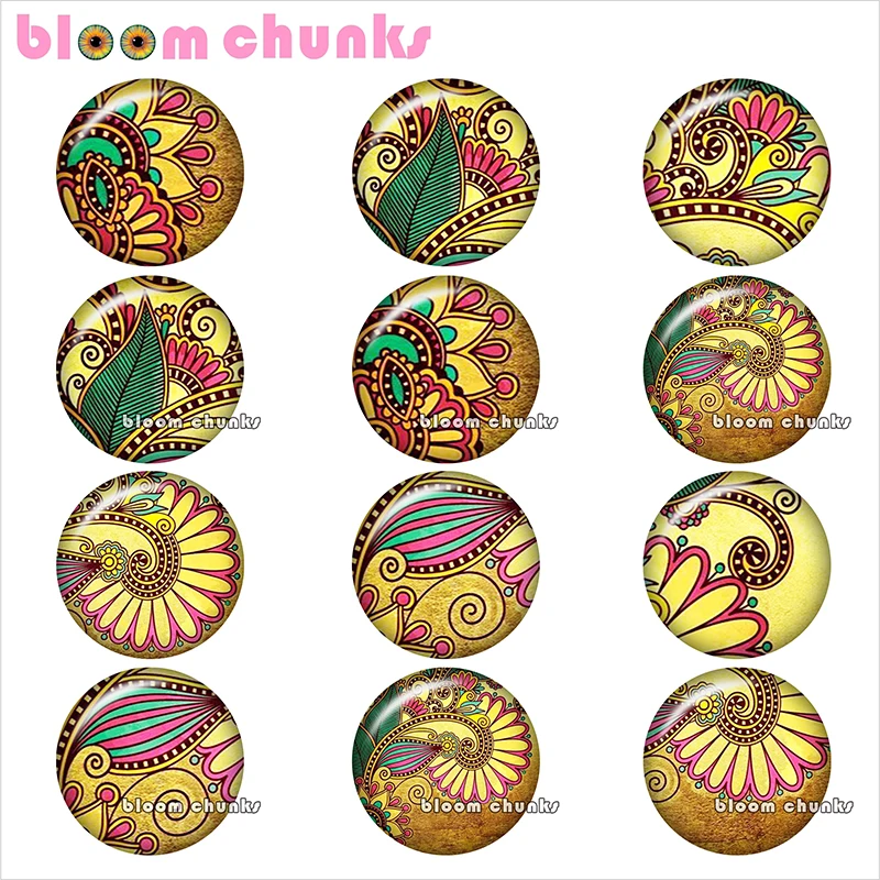 

Pretty Retro pattern BohemiaRound photo glass cabochon demo flat back Making findings 12mm/18mm/20mm/25mm TL1020