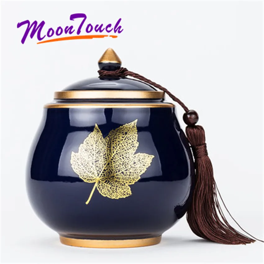 

Ceramic Tea Cans Household Tea Storage Pots Blue Glaze Large Caddy Pottery and Porcelain Teaware Tableware Dampproof Bottle