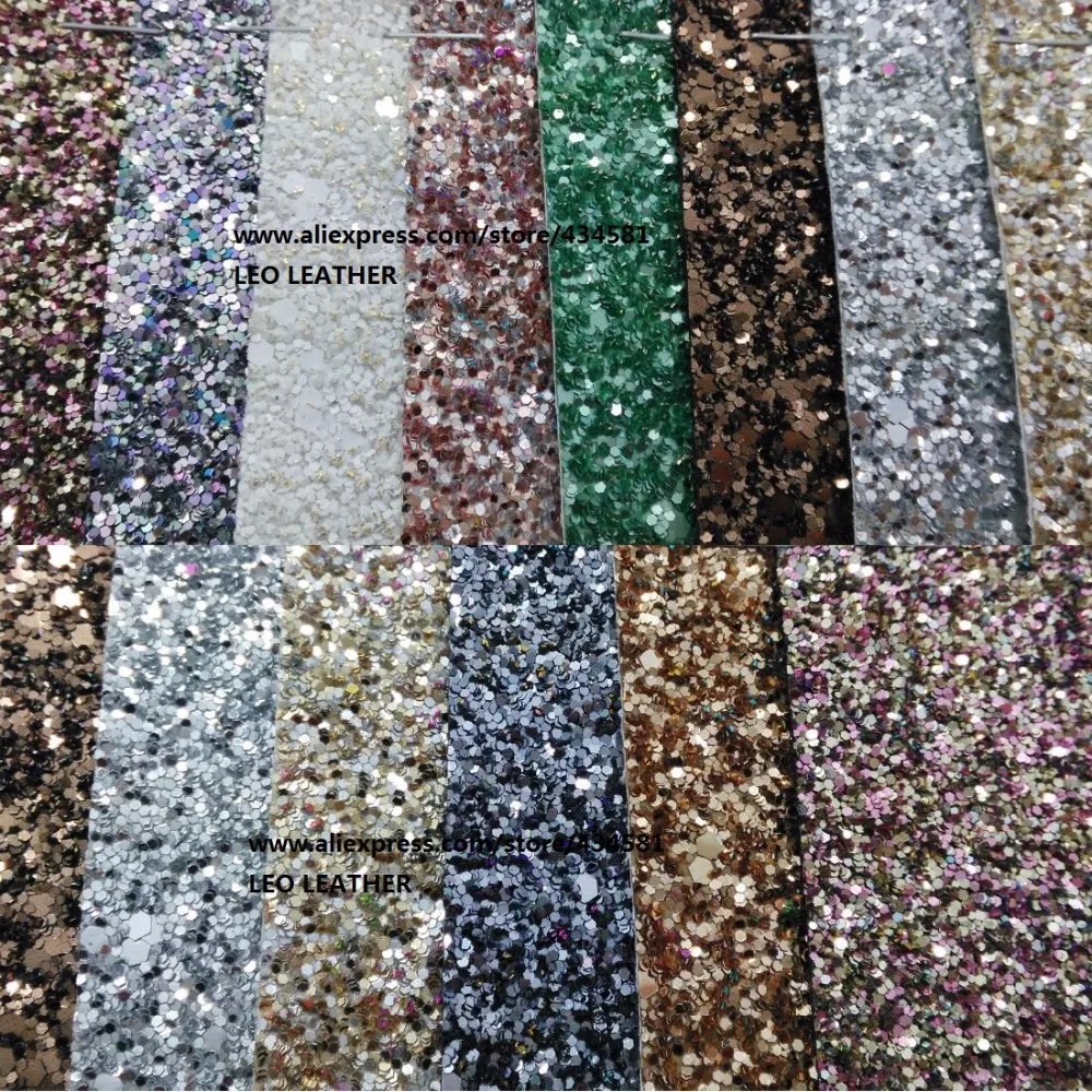 90x134cm Synthetic Leather Chunky Glitter Fabric Glitter PU Leather