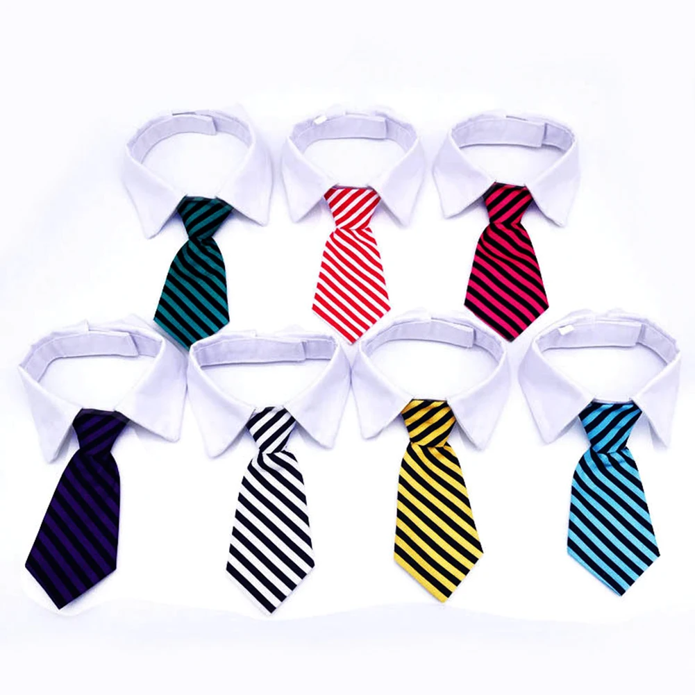 

Cute Puppy Dog Striped Bow Tie Collar Pet Adjustable Neck Tie For Party Wedding White Collar Necktie Dog Supplies Free Shipping