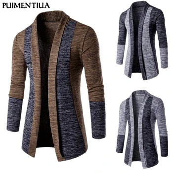 

Puimentiua 2019 Men's Autum Winter Fashion Warm Men Cardigan Patchwork Male Casual Sweaters Coats Male Outerwear Big Size M-4XL