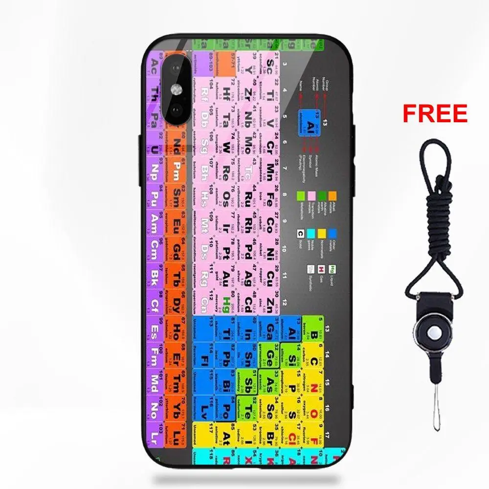 الجدول الدوري للعناصر لينة TPU إطار الزجاج المقسى واقية حالة ل أبل فون 5 5C 5 S SE 6 6 S 7 8 زائد X XS ماكس XR